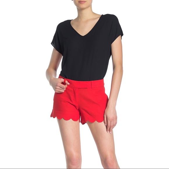 BARELY WORN jcrew red scalloped short - Picture 2 of 7